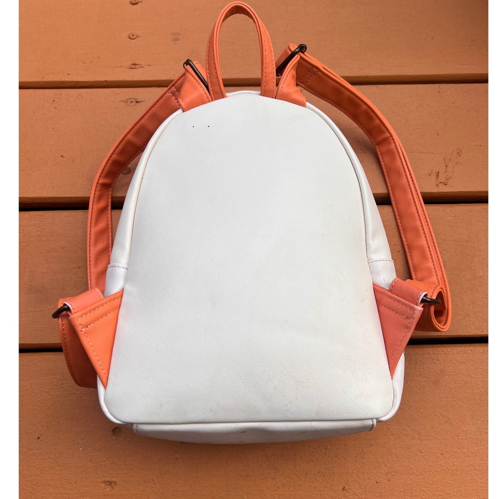 Disney Loungefly Tinker Bell Mushroom House Mini Backpack Cream Orange Fairy Bag - Picture 2 of 9